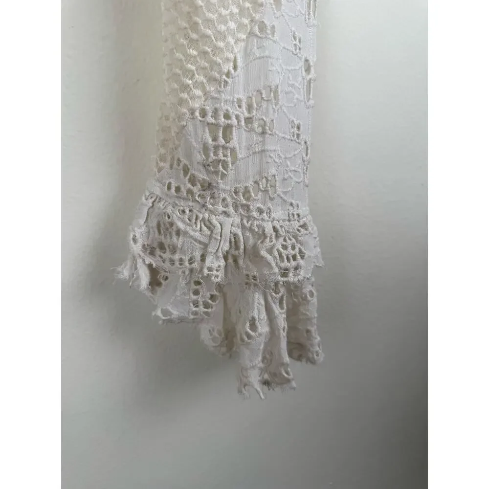 NWT By Anthropologie Embroidered Lace Cropped Jacket Blouse XL